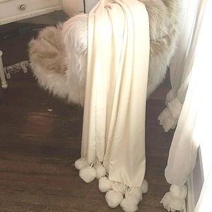 Dramatis shawl silk cashmere and cotton 9ft with pom detail on edges